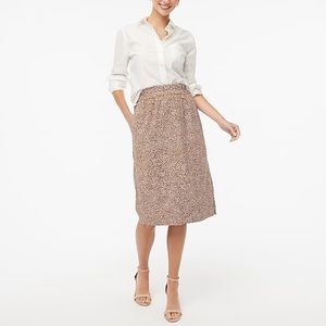JCrew brown spotted midi skirt